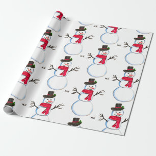 Snowman Aquarell Vintage Retroxmas Muster Geschenkpapier