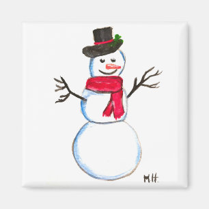 Snowman Aquarell Winterschnee Weihnachten Magnet