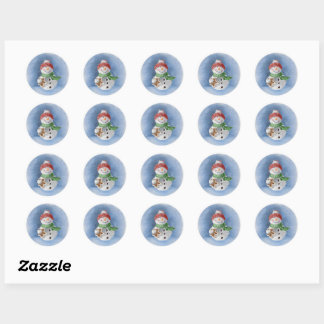 Snowman Aquarellmalerei Klassischer Rundsticker Runder Aufkleber