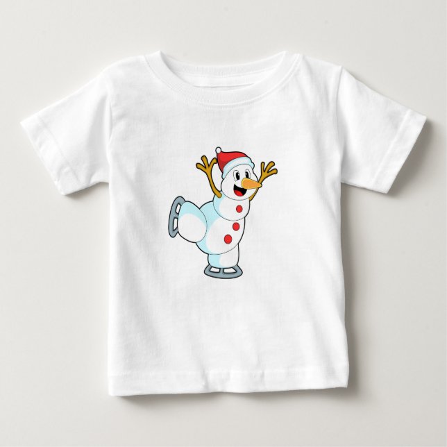 Snowman at Ice Skaten with Ice Skate.PNG Baby T-shirt (Vorderseite)