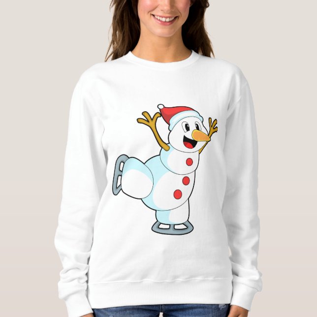 Snowman at Ice Skaten with Ice Skate.PNG Sweatshirt (Vorderseite)
