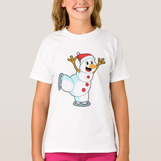 Snowman at Ice Skaten with Ice Skate.PNG T-Shirt (Vorderseite)