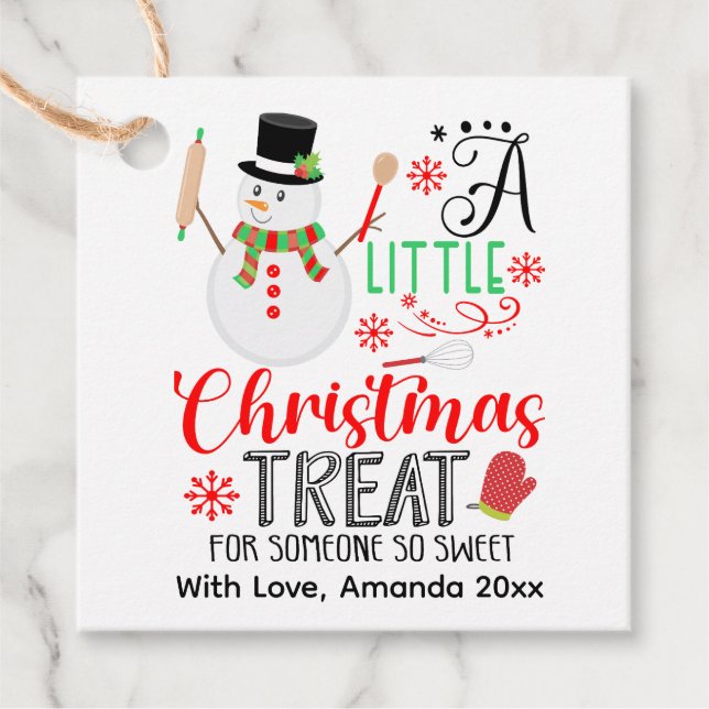 Snowman Backen ein wenig Weihnachten Leckerei süß Geschenkanhänger (Vorderseite)