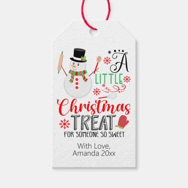 Snowman Backen ein wenig Weihnachten Leckerei süß Geschenkanhänger (Vorderseite)