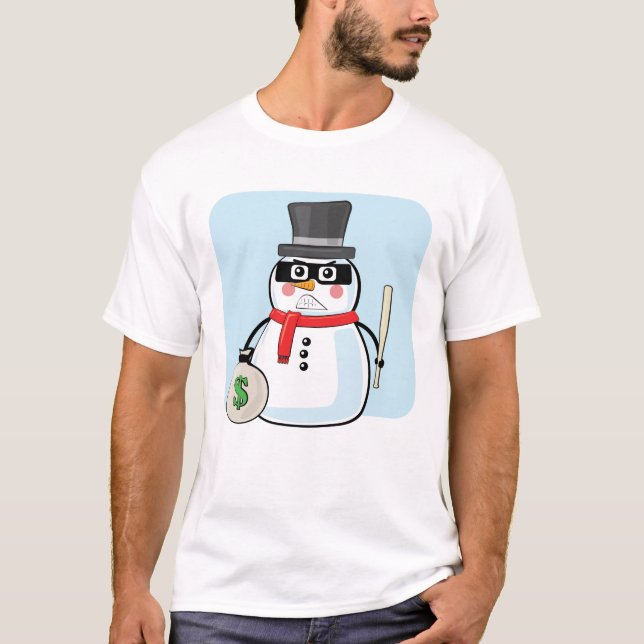 Snowman Bandit - Funny Illustration T-Shirt (Vorderseite)