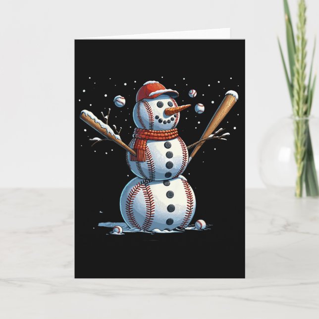 Snowman Baseball Christmas Winter  Karte (Vorderseite)