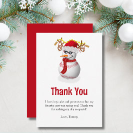 Snowman Baseball mit Leckereien geschmückt Dankeskarte