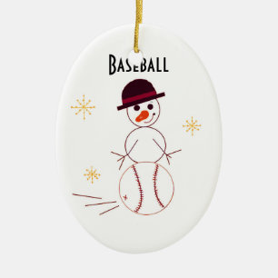 Snowman Baseball Player Keramikornament