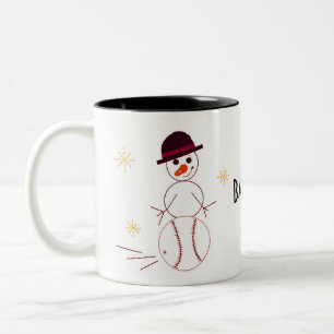 Snowman Baseball Player Zweifarbige Tasse