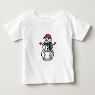 Snowman Baseball Weihnachtsfeier WeihnachtsBasebal Baby T-shirt