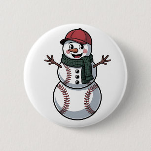 Snowman Baseball Weihnachtsfeier WeihnachtsBasebal Button