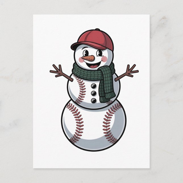 Snowman Baseball Weihnachtsfeier WeihnachtsBasebal Einladungspostkarte (Vorderseite)