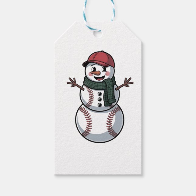 Snowman Baseball Weihnachtsfeier WeihnachtsBasebal Geschenkanhänger (Vorderseite)