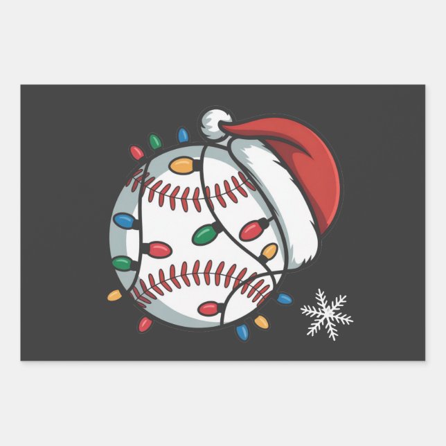 Snowman Baseball Weihnachtsfeier WeihnachtsBasebal Geschenkpapier Set (Vorderseite)