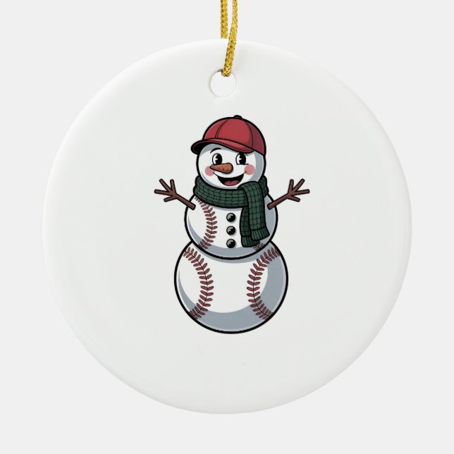 Snowman Baseball Weihnachtsfeier WeihnachtsBasebal Keramik Ornament (Vorne)