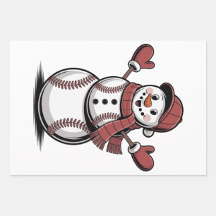 Snowman Baseball Weihnachtssportliebhaber Geschenkpapier Set