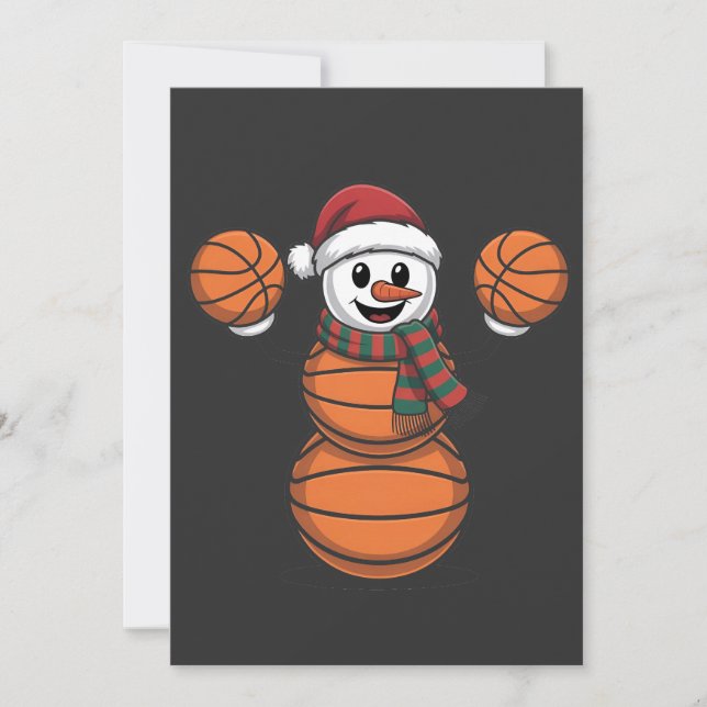 Snowman Basketbal Weihnachtsfeiertag Weihnachtsfei Feiertagskarte (Vorderseite)