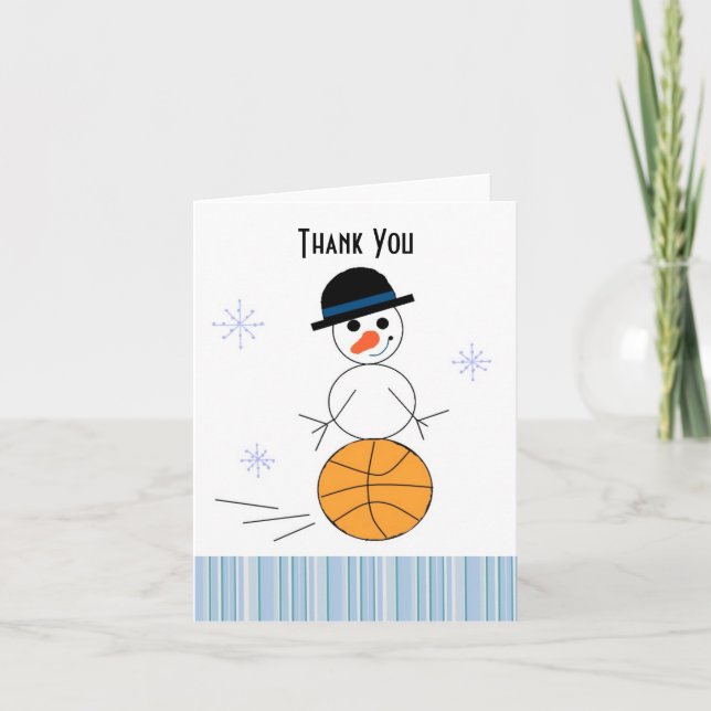 Snowman Basketball Spieler Danke Karte (Vorderseite)