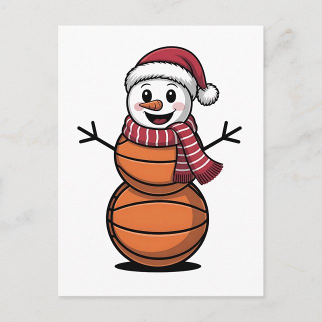 Snowman Basketball Weihnachtsliebhaber Feiertagspostkarte (Vorderseite)