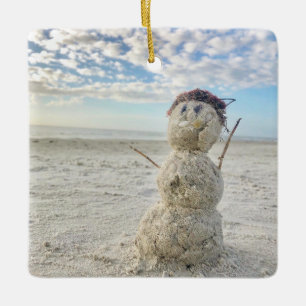 Snowman Beach Florida Vacation Holiday Christmas Keramikornament