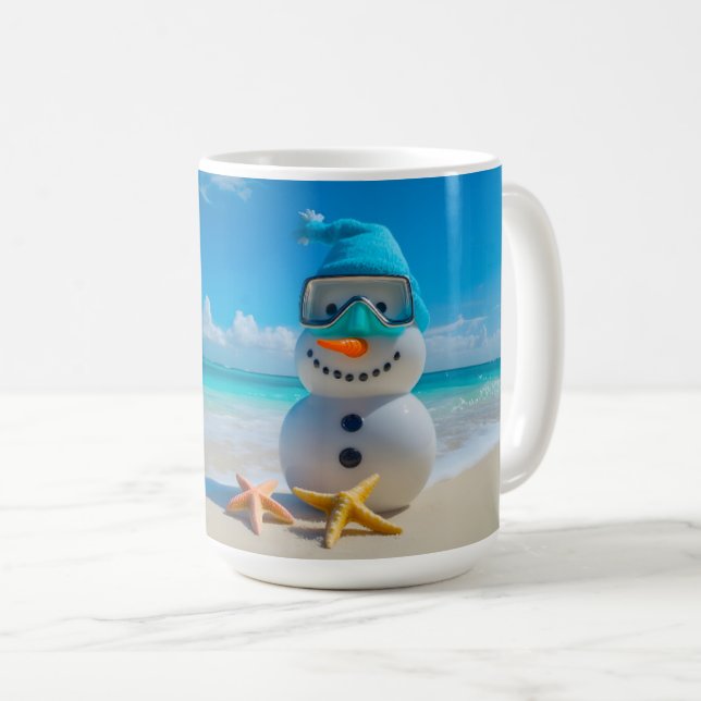 Snowman Beach Vacation Kaffeetasse (VorderseiteRechts)