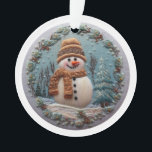 Snowman bestickt ornament<br><div class="desc">Der Stickereieffekt macht diesen Schneemann zu einem atemberaubenden Ornament für Ihren Weihnachtsbaum oder ein Weihnachtsgeschenk. Fügen Sie einen Namen auf der Vorderseite,  die Sie gewollt,  um zu personalisieren!</div>