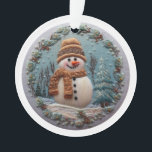 Snowman bestickt ornament<br><div class="desc">Der Stickereieffekt macht diesen Schneemann zu einem atemberaubenden Ornament für Ihren Weihnachtsbaum oder ein Weihnachtsgeschenk. Fügen Sie einen Namen auf der Vorderseite, die Sie gewollt, um zu personalisieren!</div>