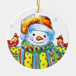 Snowman Birdman Keramikornament