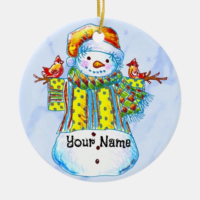Snowman Birdman-Ornament Keramik Ornament (Vorne)