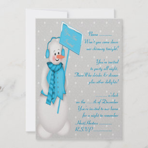 Snowman (blau) - Einladung
