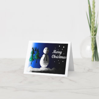 Snowman Blue Christmas Cards Feiertagskarte