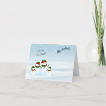 Snowman Blue Holiday Card