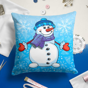 Snowman Blue Holiday Weihnachtsbaum Kissen