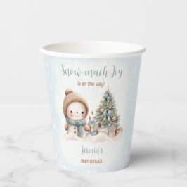 Snowman Blue Winter Christmas Boy Baby Dusche Pappbecher