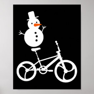 Snowman Bmx Bike Weihnachten Winter Funny Cycling  Poster
