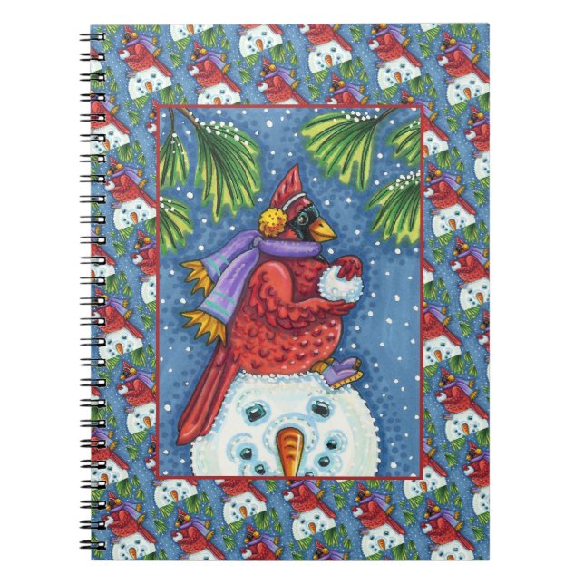 SNOWMAN BODYGUARD, CHRISTMAS KARDINAL REDBIRD NOTIZBLOCK (Vorderseite)