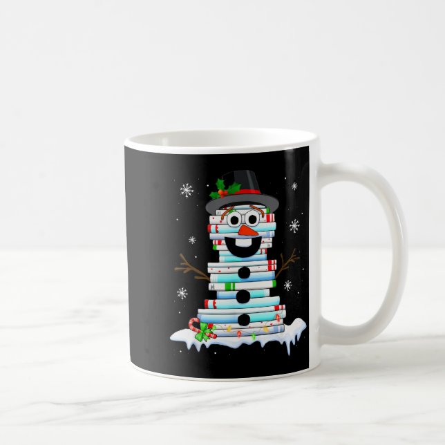 Snowman Book Stack Librarian Book Lover Christmas  Kaffeetasse (Rechts)