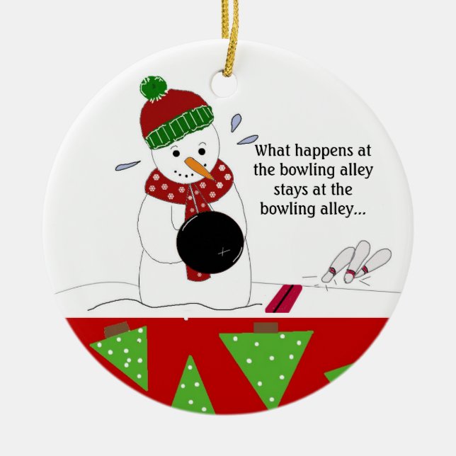 Snowman Bowler Keramik Ornament (Vorne)
