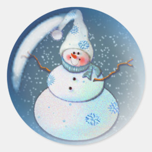 SNOWMAN BUBBLE 4 von SHARON SHARPE Runder Aufkleber