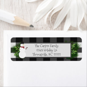 Snowman Buffalo Kariert Address Labels