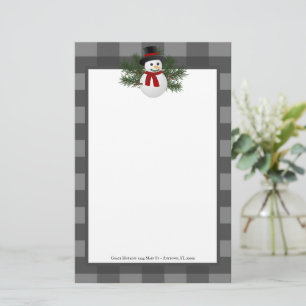 Snowman Buffalo Karierte Personalisierte Stationer Briefpapier