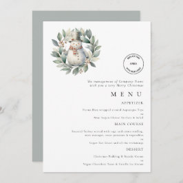 Snowman Business Logo Christmas Party Menu Card Einladung