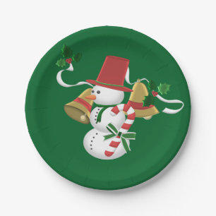 Snowman Candy Cane Bells Weihnachten Pappteller