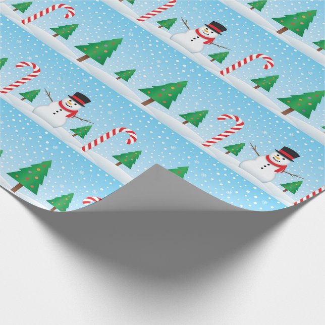 Snowman & Candy Cane Winter Wonderland Geschenkpapier (Ecke)