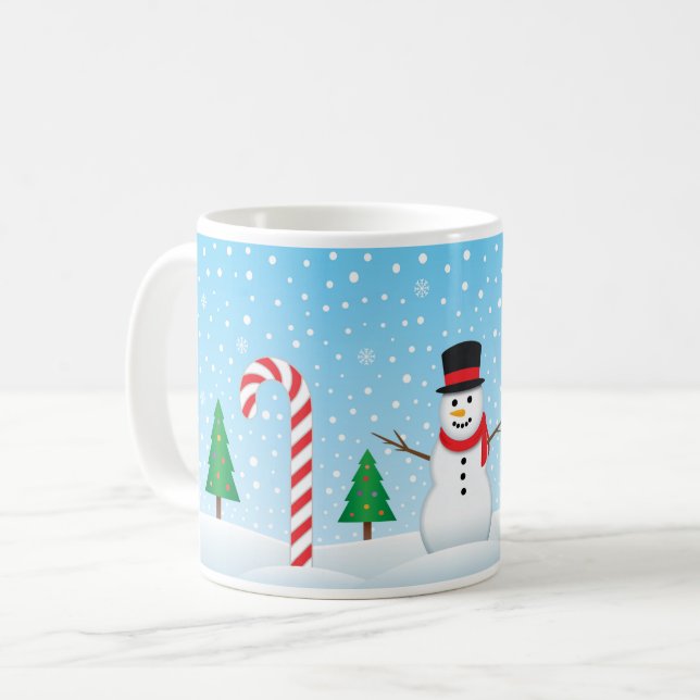 Snowman & Candy Cane Winter Wonderland Kaffeetasse (Vorderseite Links)