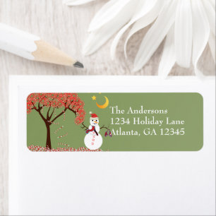 Snowman Candycane Tree on Deep Burgundy