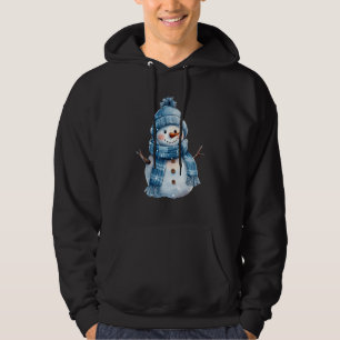 Snowman Carrot Nose Blue Hat und Scarf Winter Snow Hoodie