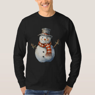 Snowman Carrot Nose Kariert Scarf Winter Weihnacht T-Shirt