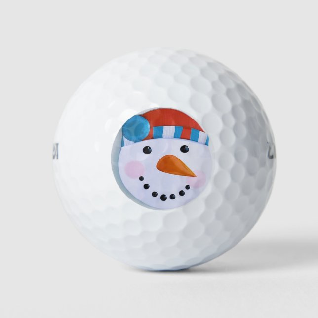 Snowman Carrot Nose Winter Weihnachten Golfball (Vorderseite)