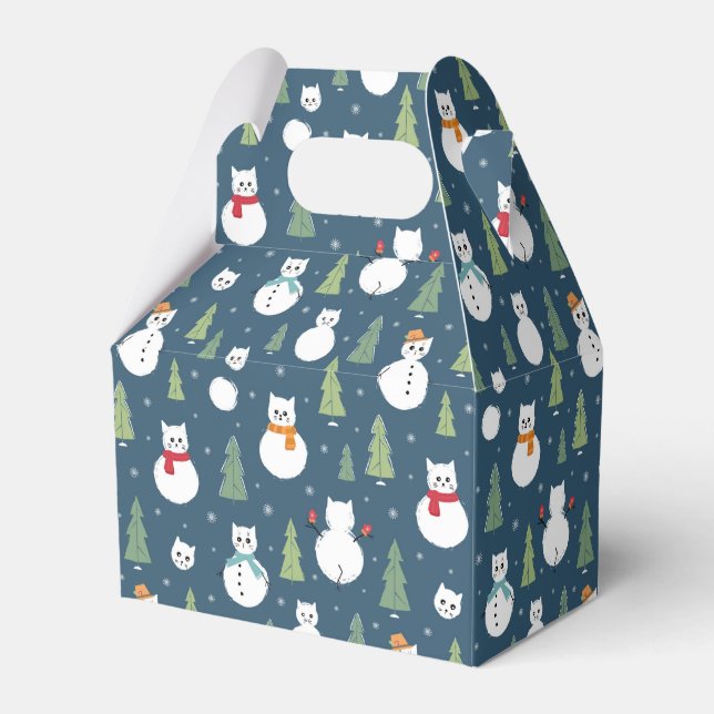 Snowman Cats Holiday Pattern Geschenkschachtel (Vorderseite)